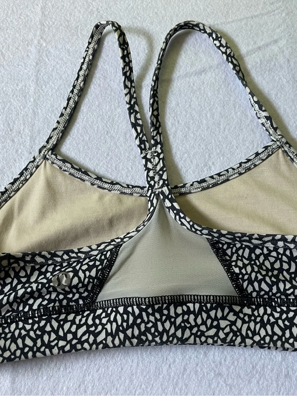 Lululemon athletica Black and White Patterned Strappy Sports Bra